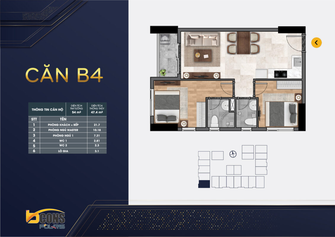 Thiết kế căn B4 Bcons Polaris