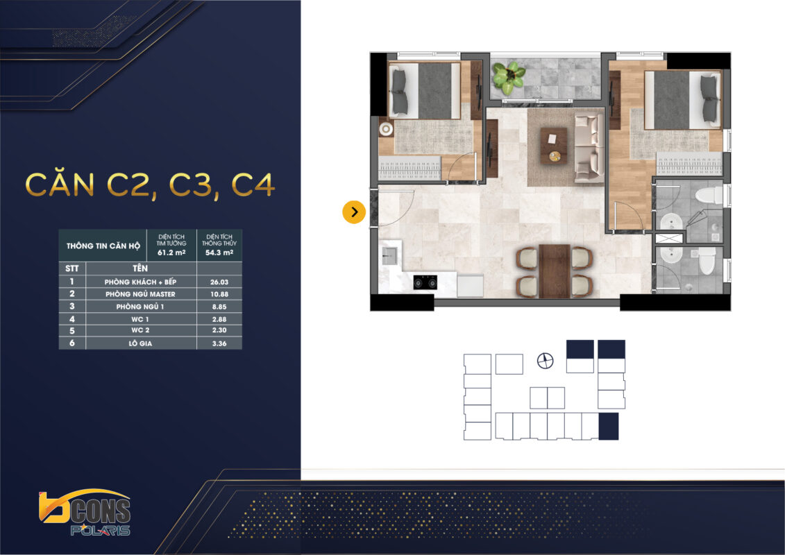 Thiết kế căn C2, C3, C4 Bcons Polaris