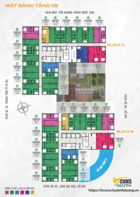 Mặt bằng tầng 8 tháp Bcons City