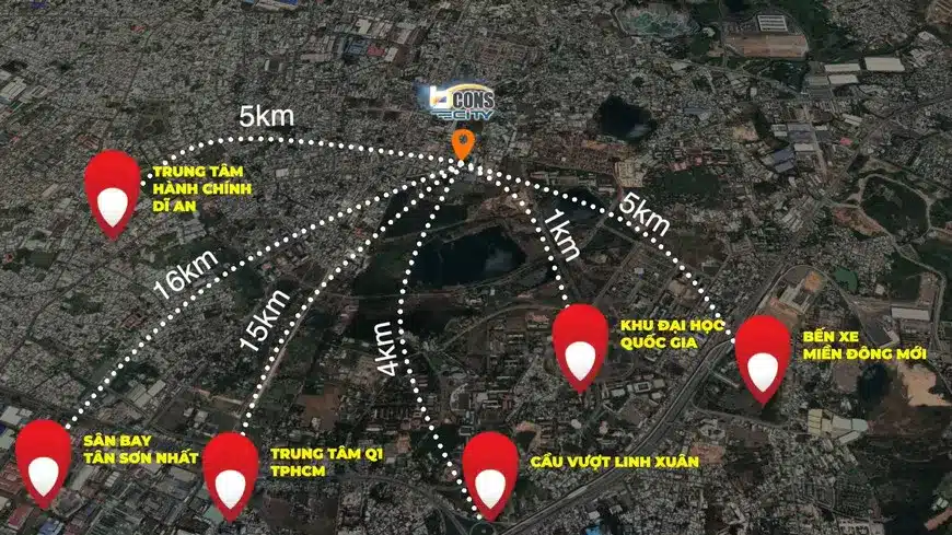 Vị trí kết nối của Bcons City