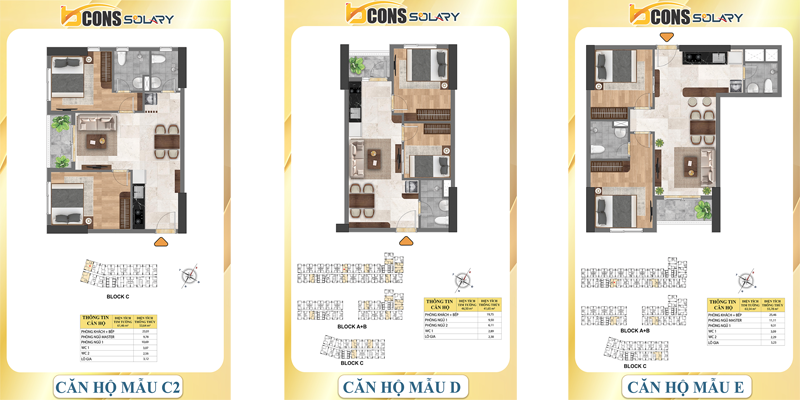 Căn hộ mẫu C2-D-E Bcons Solary