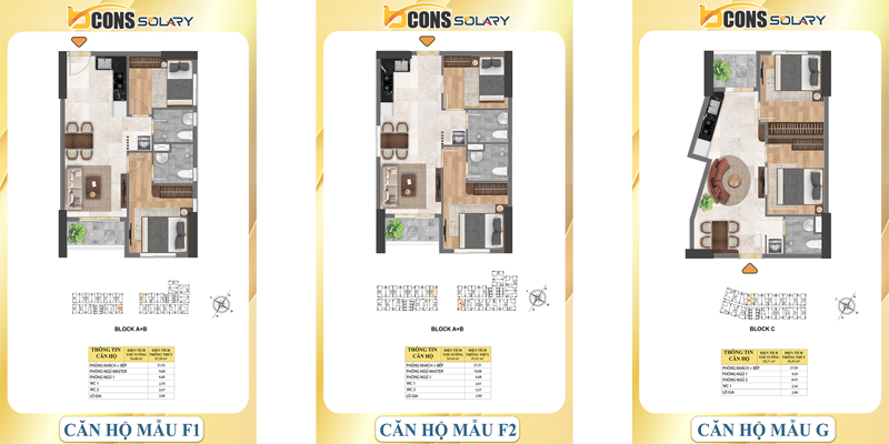 Căn hộ mẫu F1-F2-G Bcons Solary