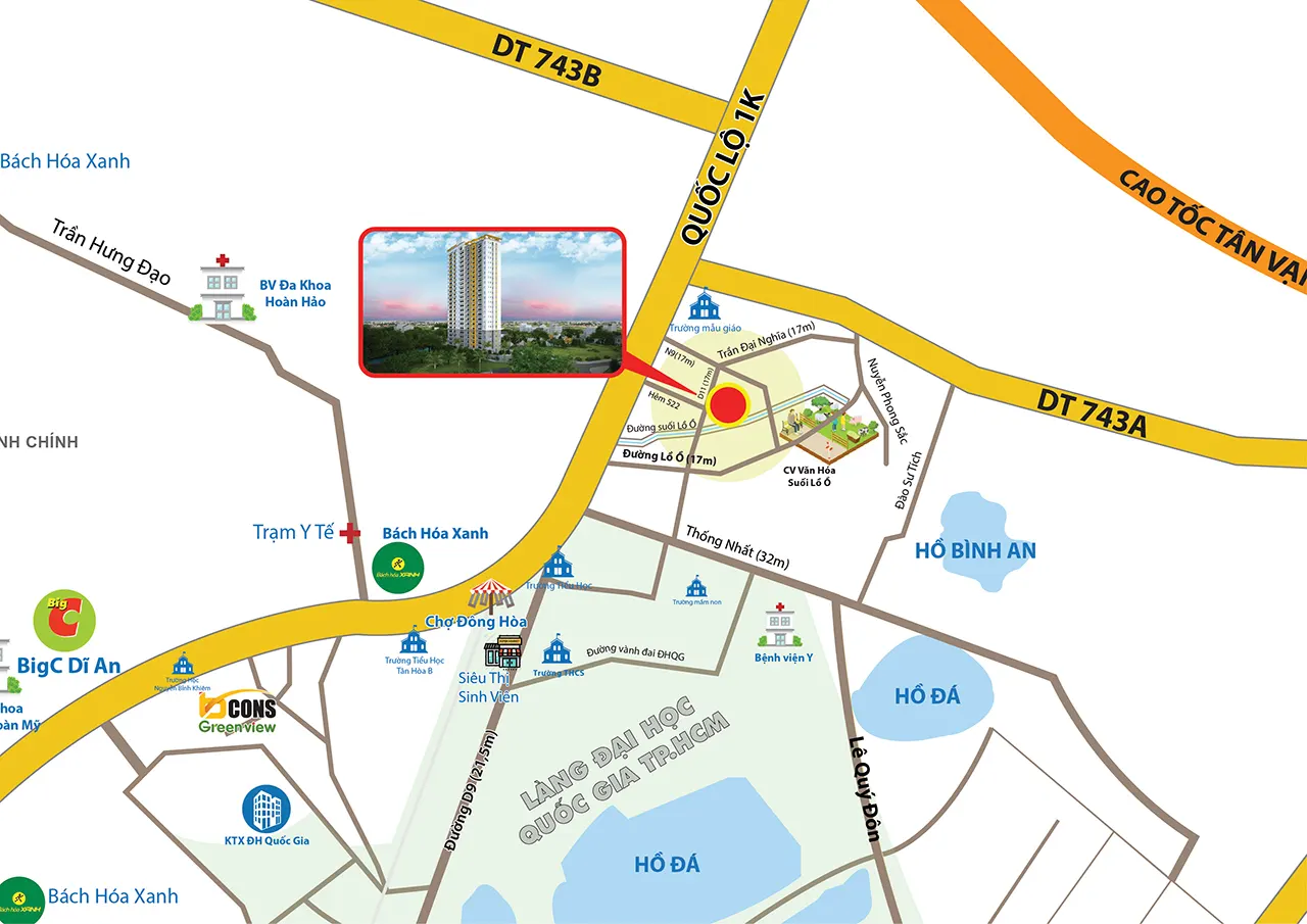 Vị trí dự án Bcons Bee