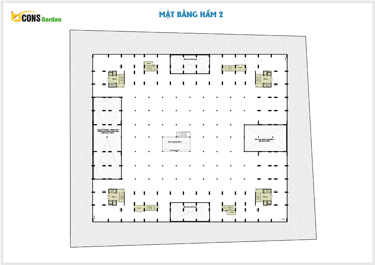 Mặt bằng tầng hầm 2