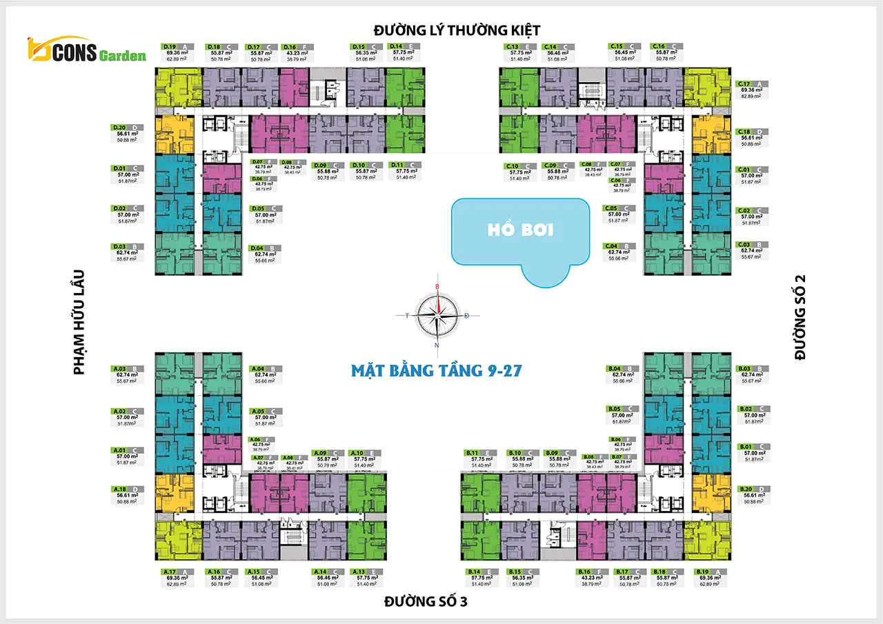 Mặt bằng tầng 9-27