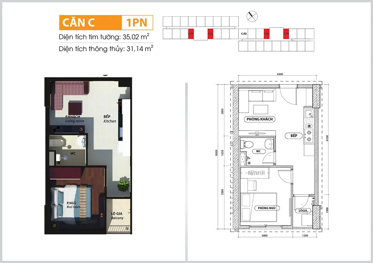 Thiết kế căn hộ loại C