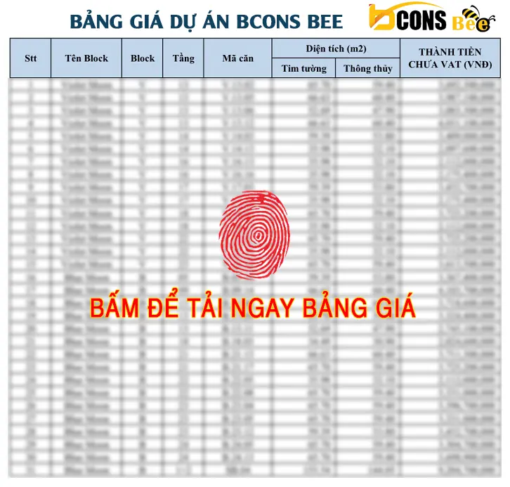 Bảng giá dự án Bcons Bee