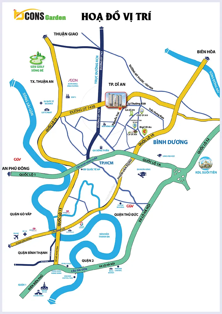 Sơ đồ vị trí dự án Bcons Garden