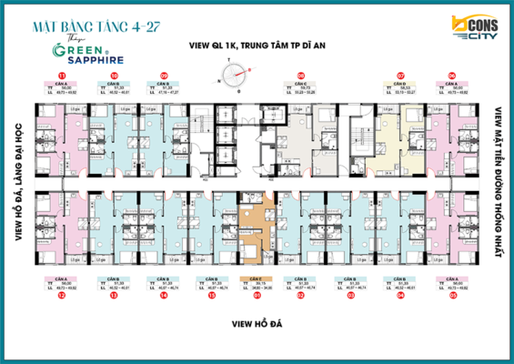 Mặt bằng tầng 4-27 Bcons Green Sapphire