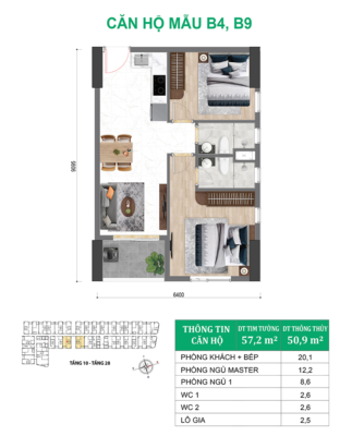 Căn hộ mẫu B4, B9 Bcons Green Diamond