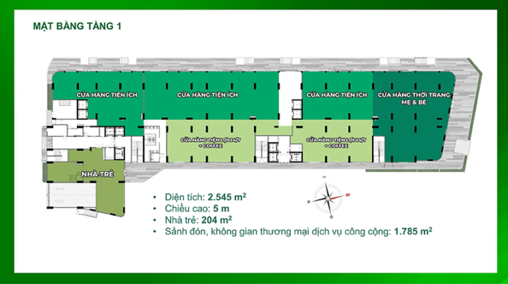 Mặt bằng Tầng 1 - Bcons City - Bcons Green Diamond