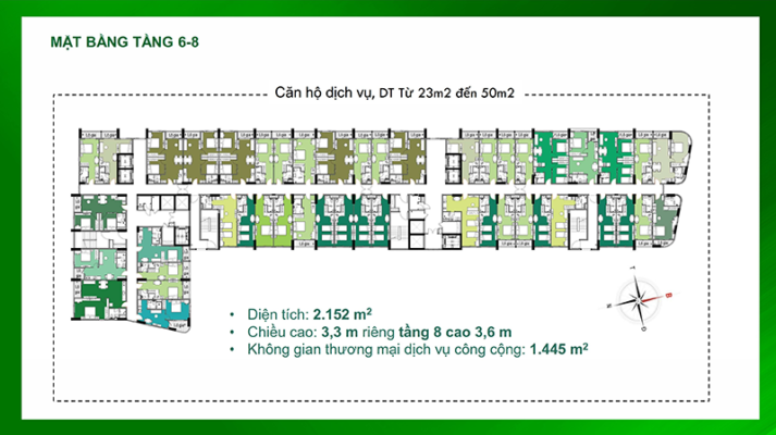 Mặt bằng Tầng 6 -8 - Bcons City - Bcons Green Diamond