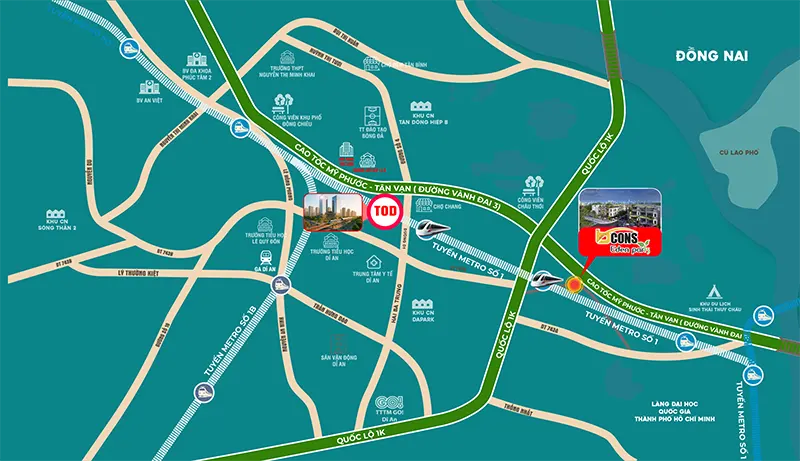 BCONS EDEN PARK 3 Vị trí dự án Bcons Eden Park