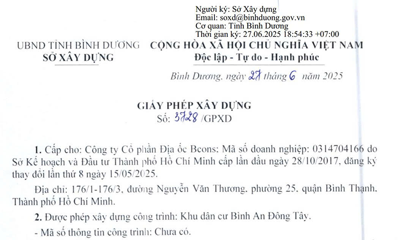 Giấy phép xây dựng Bcons Center City