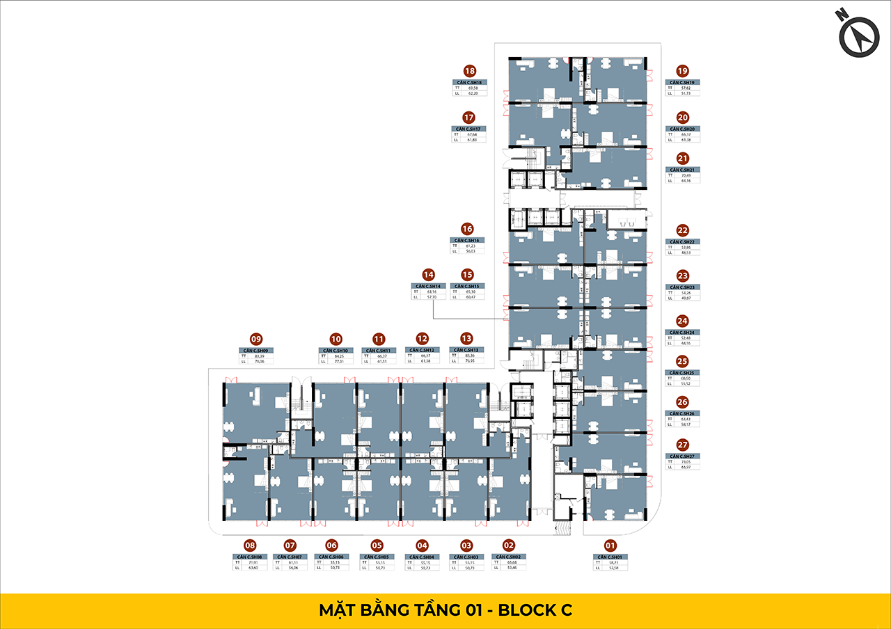 Mặt bằng Tầng Bcons Center City - Tầng 1 (Tháp C- The Gateway)