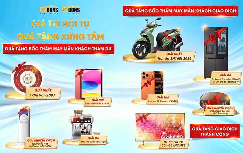Bùng nổ cảm xúc tại Lễ giới thiệu dự án Bcons Center City: Tháp The Gateway "cháy hàng" kỷ lục 3 Nhiều phần quà hấp dẫn tại lễ giới thiệu dự án Bcons Center City