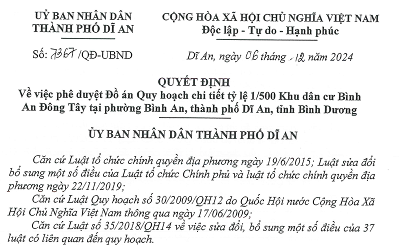 Quyết định phê duyệt 1-500 Bcons Center City
