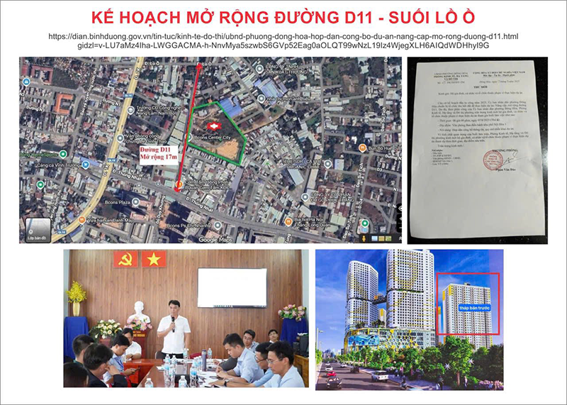 Vị trí Bcons Center City quy hoạch đường D11 - suối Lồ Ồ