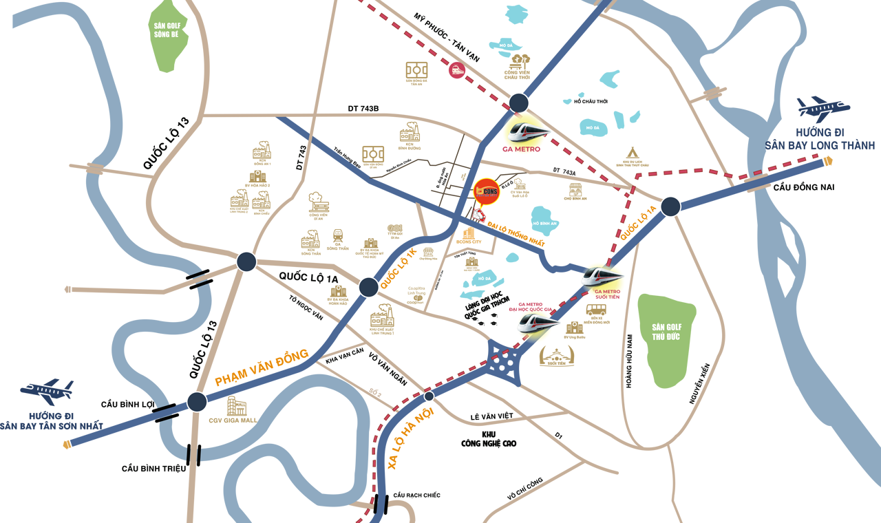 Họa đồ vị trí Bcons Center City