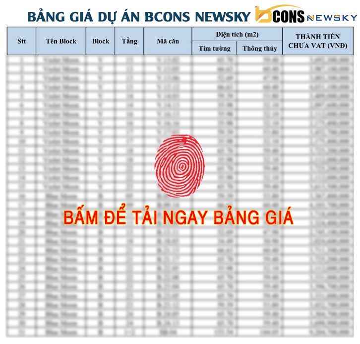 BCONS NEWSKY 2 bảng giá Bcons Newsky