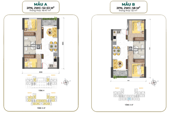 Mẫu căn hộ A - B Bcons Aria