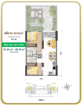 Mẫu căn hộ A1 sân vườn