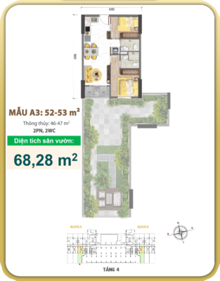 Mẫu căn hộ A3 sân vườn