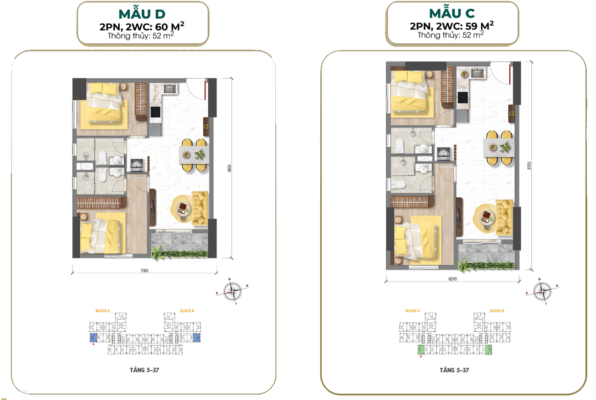 Mẫu căn hộ C - D Bcons Aria