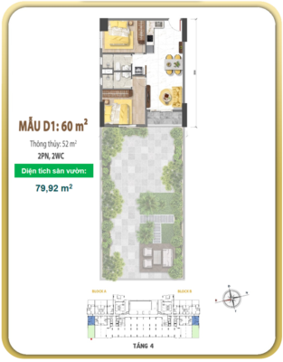 Mẫu căn hộ D1 sân vườn