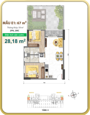 Mẫu căn hộ E1 sân vườn